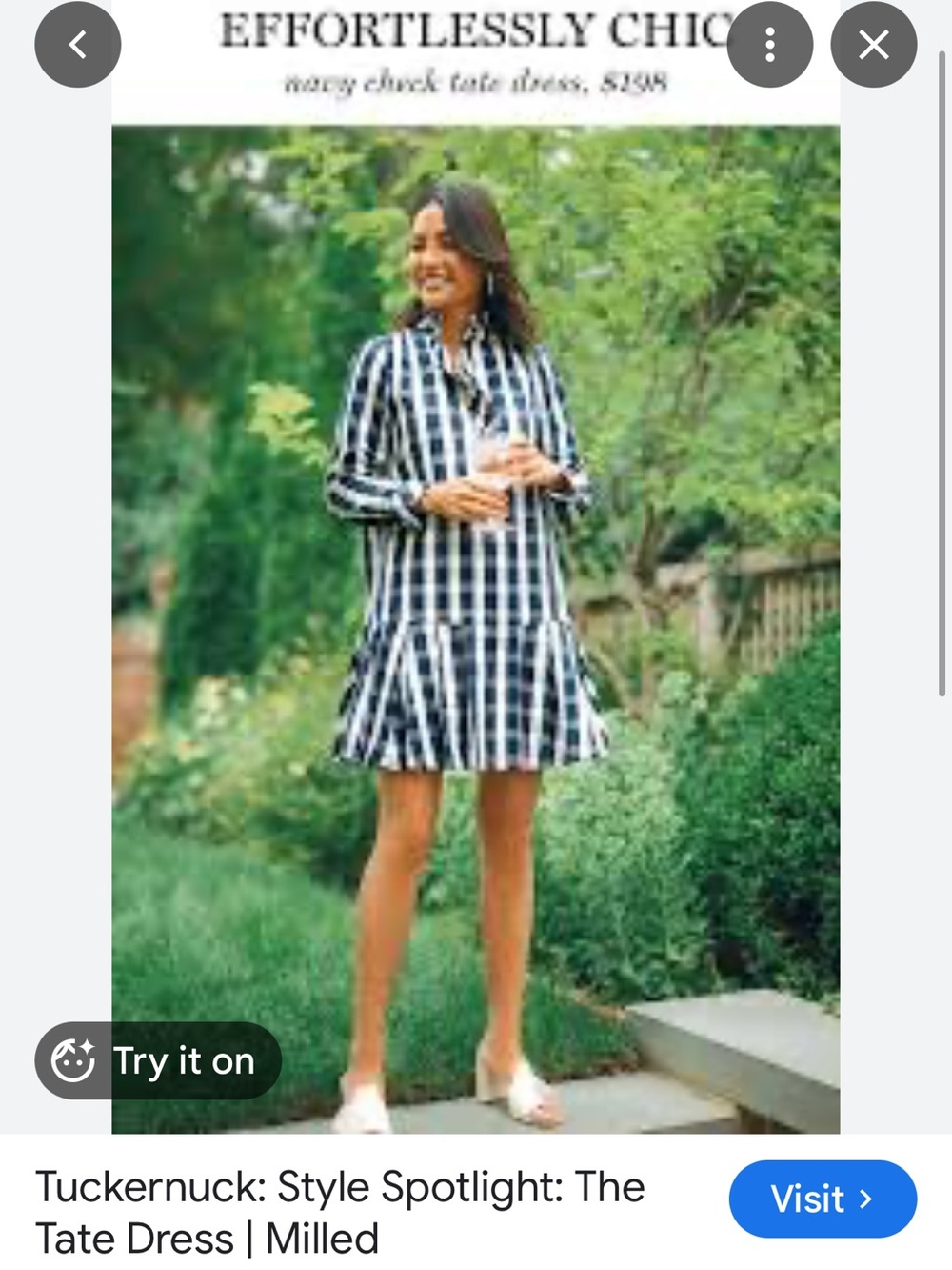 NWOT Tuckernuck Navy & White Gingham Check Ruffle Tate Dress Size XS Linen Blend
